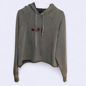 Stylish Gray Hoodie with Embroidered Detail